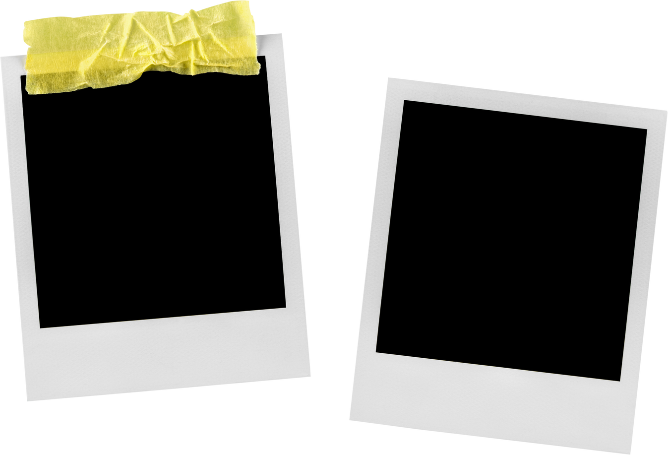 Two Blank Polaroid Frames with Adhesive Tape - Isolated